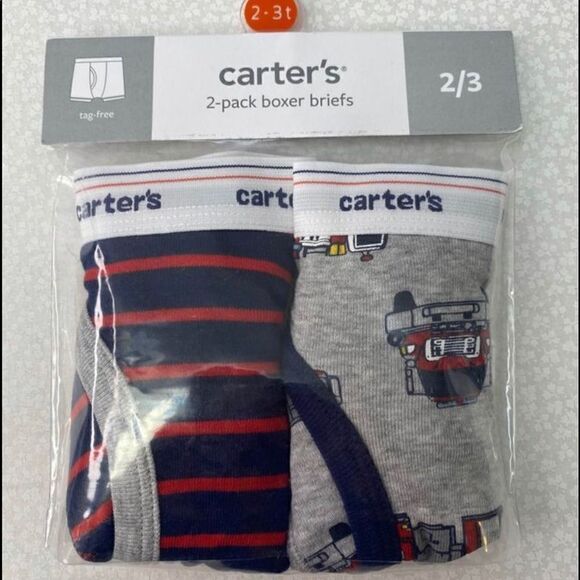 Carter’s Boys 2pack Tagfree Boxer Briefs Sz 2/3 - Picture 1 of 3
